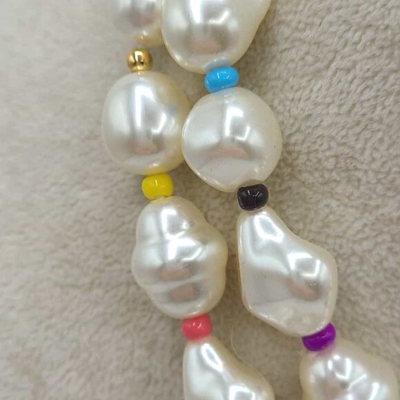 J Crew Set of Large Baroque Faux Pearl Double Strand Necklace Bracelet NWT@ - Picture 8 of 11